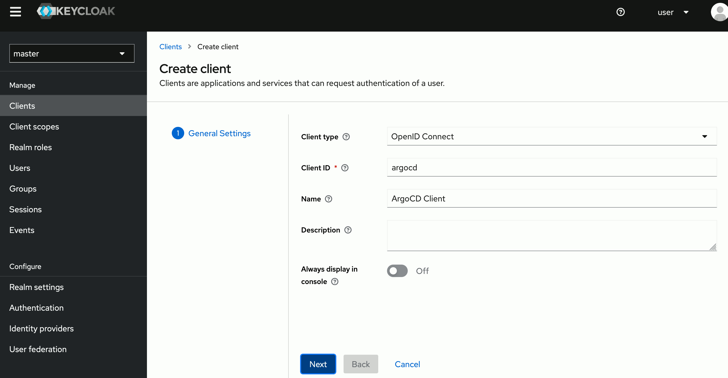 Keycloak add client