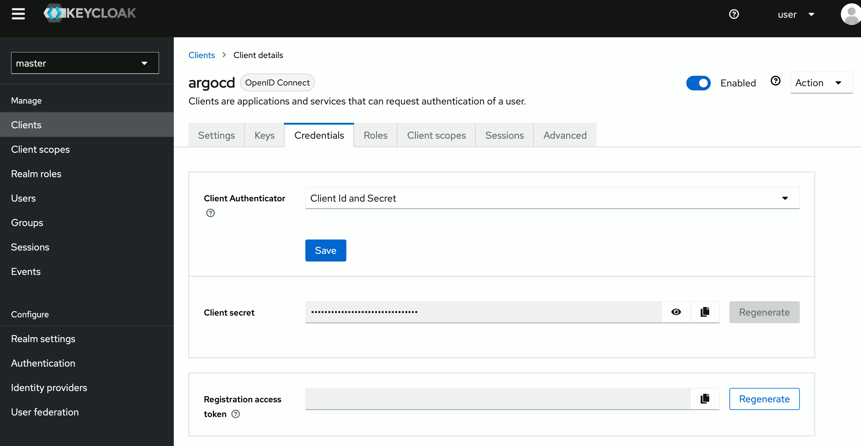 Keycloak client secret