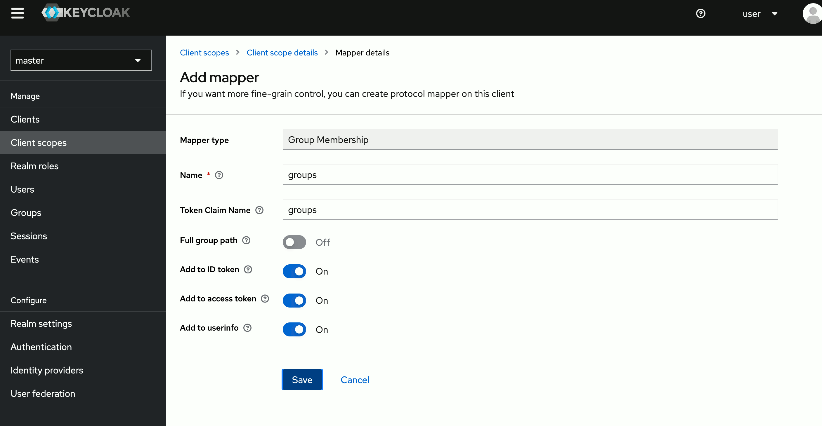 Keycloak groups mapper