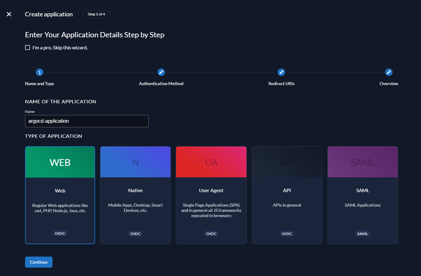 Zitadel Application Setup Step 1
