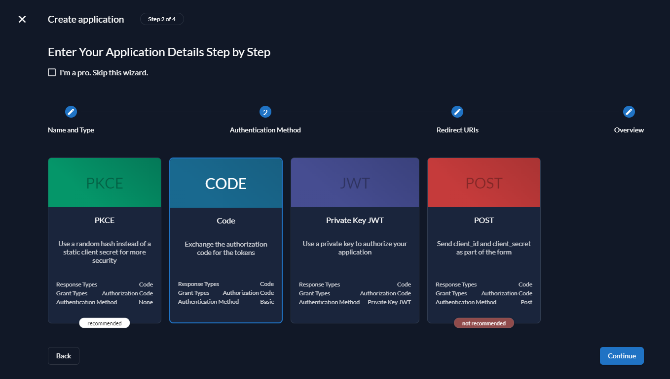 Zitadel Application Setup Step 2