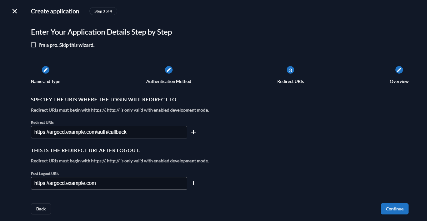 Zitadel Application Setup Step 3